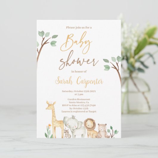 Safari Baby shower Uitnodiging (Staand voorkant)