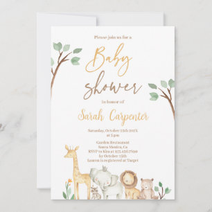 Safari Baby shower Uitnodiging