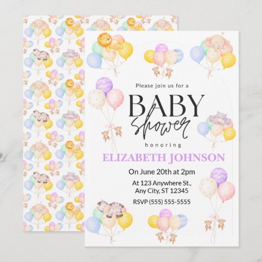 Safari Baby Shower Uitnodiging (Voorkant / Achterkant)