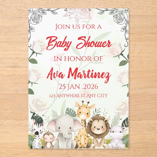 Safari baby shower uitnodiging (Voorkant)