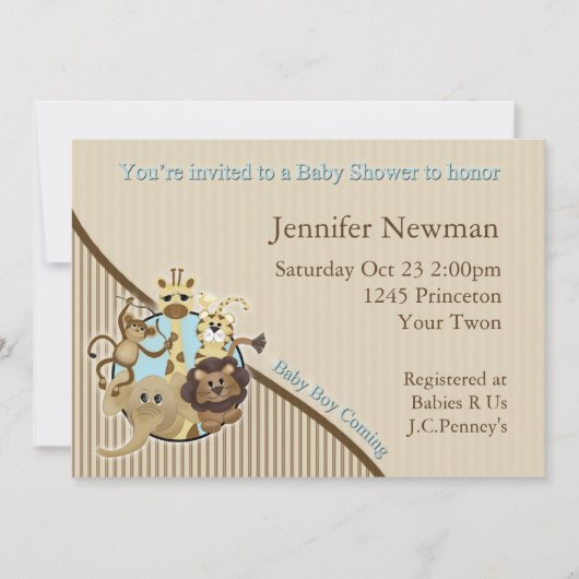 Safari Baby shower Uitnodiging (Voorkant)