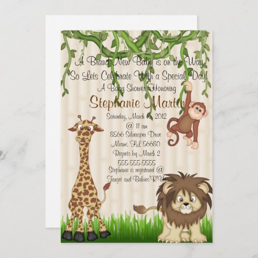 Safari Baby shower Uitnodiging (Voorkant / Achterkant)