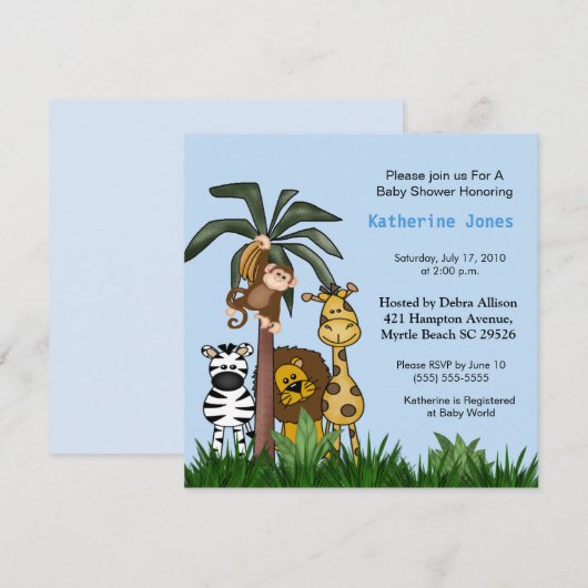 Safari Baby shower Uitnodiging (Voorkant / Achterkant)