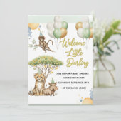 Safari Baby Shower Uitnodiging (Staand voorkant)