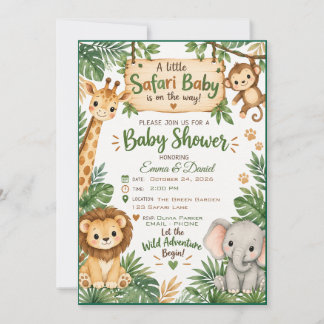 Safari Baby Shower Uitnodiging
