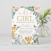 Safari Baby shower Uitnodiging (Staand voorkant)