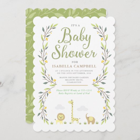 Safari Baby shower Uitnodiging (Voorkant / Achterkant)