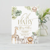 Safari Baby Shower Uitnodiging Bewerkbaar (Staand voorkant)
