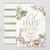 Safari Baby Shower Uitnodiging Bewerkbaar (Voorkant / Achterkant)