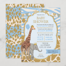 Safari Baby shower Uitnodiging - Blue Boy