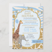 Safari Baby shower Uitnodiging - (Boy Blue) (Voorkant)