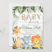 Safari Baby shower Uitnodiging Jongen Goud Jong Wi (Voorkant)