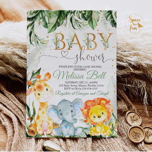 Safari Baby shower Uitnodiging Jongen Goud Jong Wi