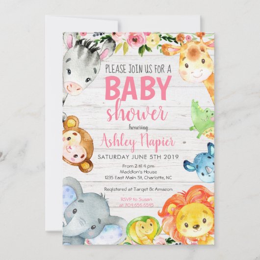 Safari Baby shower-uitnodiging Kaart (Voorkant)