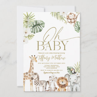 Safari Baby Shower Uitnodiging Meisje Bewerkbaar