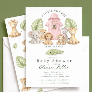 Safari Baby Shower Uitnodiging Meisje Jungle