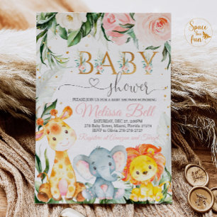 Safari Baby Shower Uitnodiging Meisje Roze Jong Wi