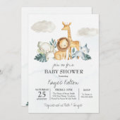 Safari Baby shower Uitnodiging,  Oerwoud Kaart (Voorkant / Achterkant)