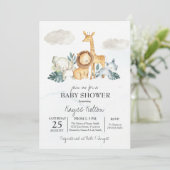 Safari Baby shower Uitnodiging,  Oerwoud Kaart (Staand voorkant)