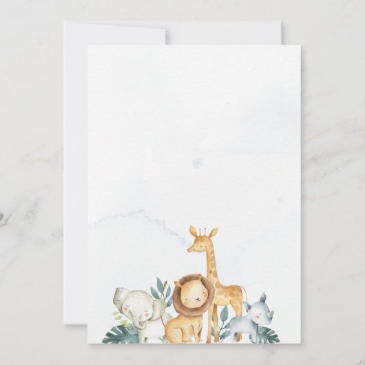 Safari Baby shower Uitnodiging,  Oerwoud Kaart (Achterkant)