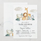 Safari Baby shower Uitnodiging,  Oerwoud Kaart (Voorkant / Achterkant)