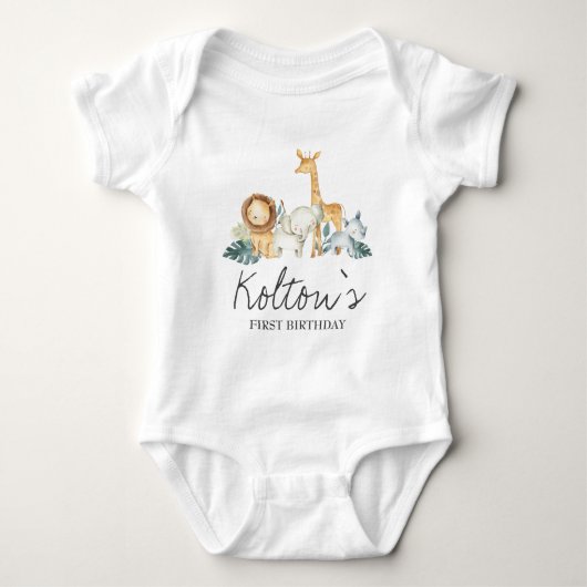 Safari Baby shower Uitnodiging,  Oerwoud Romper (Voorkant)
