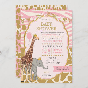 Safari Baby shower Uitnodiging - Roze Meisje