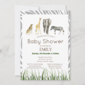 Safari baby shower uitnodiging, verjaardagsuitnodi kaart (Voorkant)
