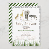 Safari baby shower uitnodiging, verjaardagsuitnodi kaart (Voorkant / Achterkant)