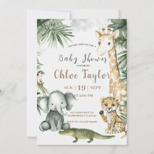 Safari baby shower uitnodiging waterverf jungle