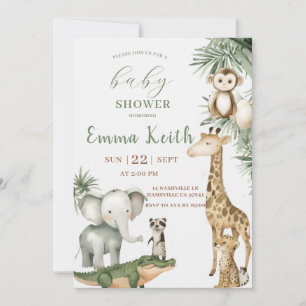 Safari Baby Shower Uitnodiging   Wilde Dieren Jung