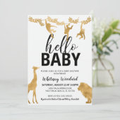 Safari Baby shower Uitnodiging | Zwart en goud (Staand voorkant)