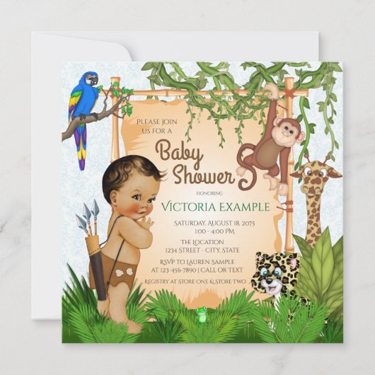 Safari baby shower uitnodigingen (Voorkant)