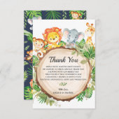 Safari-Baby shower voor Oerwouden Bedankkaart (Voorkant / Achterkant)