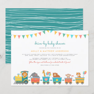 Safari Baby shower voor trein- en Bunting Cute Dri Kaart