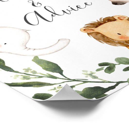 Safari Baby shower voorspellingen en advies teken Poster (Hoek)
