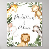 Safari Baby shower voorspellingen en advies teken Poster (Voorkant)