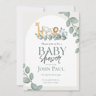 Safari Baby Shower Watercolor Background  Kaart