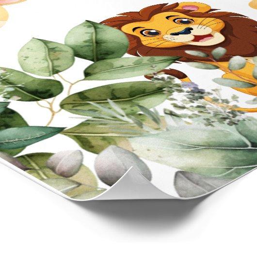 Safari Baby shower welkomstbord voor meisje Poster (Hoek)