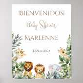 Safari Baby shower welkomstbord voor meisje Poster (Voorkant)