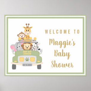 Safari Baby shower Welkomstteken Poster
