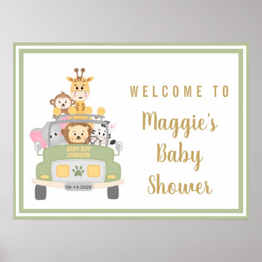 Safari Baby shower Welkomstteken Poster (Voorkant)