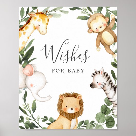 Safari Baby shower wensen voor Baby Sign Poster (Voorkant)