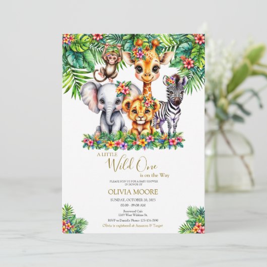 Safari Baby shower Wild One is onderweg Kaart (Staand voorkant)