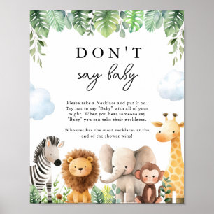 Safari Baby shower zeg niet Baby spel Poster