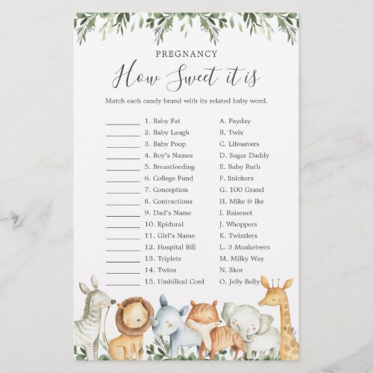 Safari Baby shower Zwangerschap Hoe lief het is sp (Voorkant)