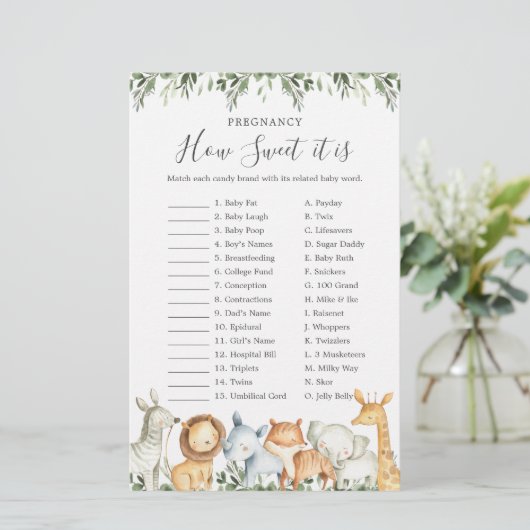 Safari Baby shower Zwangerschap Hoe lief het is sp (Staand voorkant)