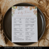 SAFARI Baby Trivia Baby shower Spel Kaart