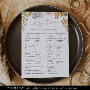 SAFARI Baby Trivia Baby shower Spel Kaart