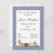 Safari Baby Uitnodiging in Blauw (Achterkant)